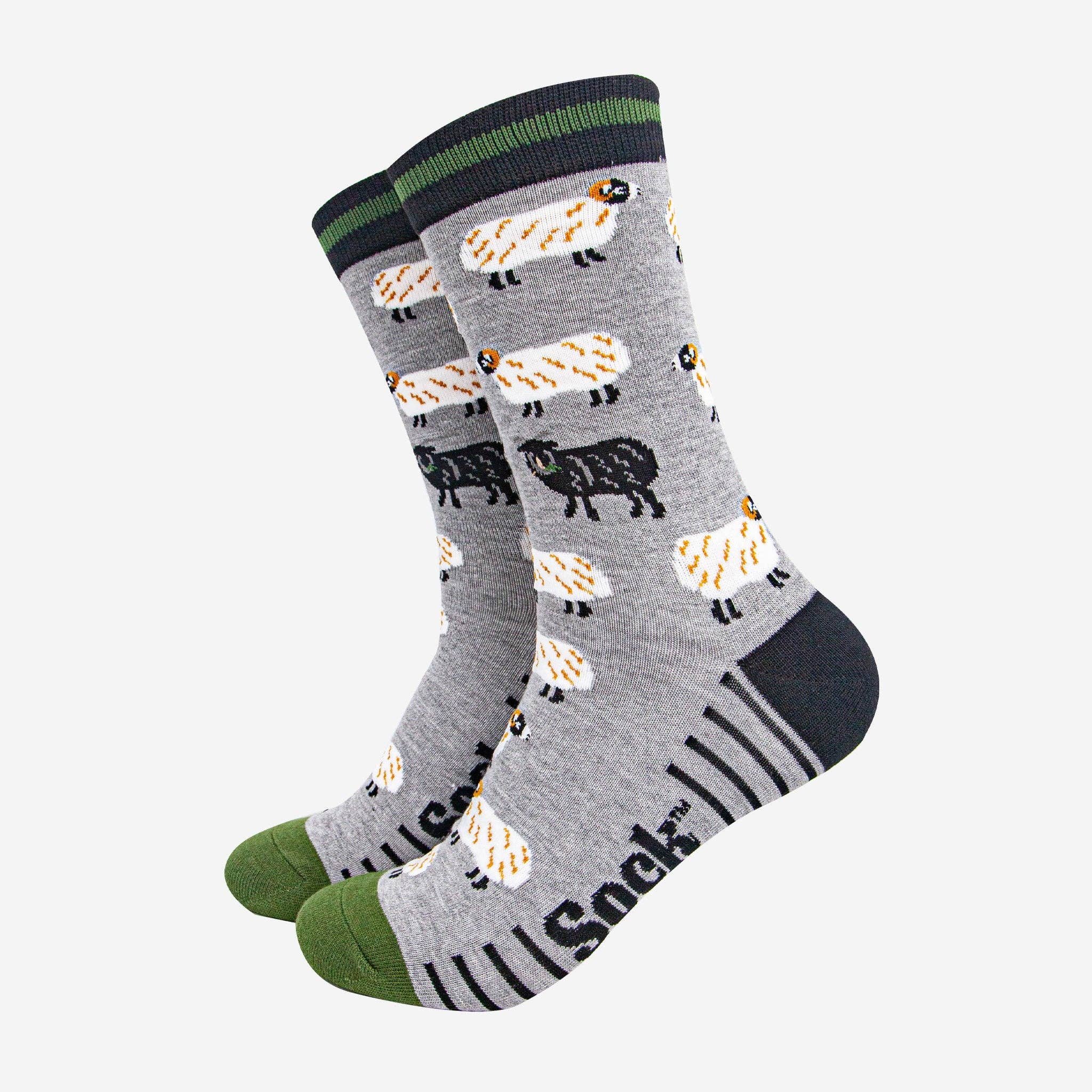 Sock Talk - Wholesale Socks - Men's - Men's Bamboo Socks - Grey Marl/Green, Black Sheep0