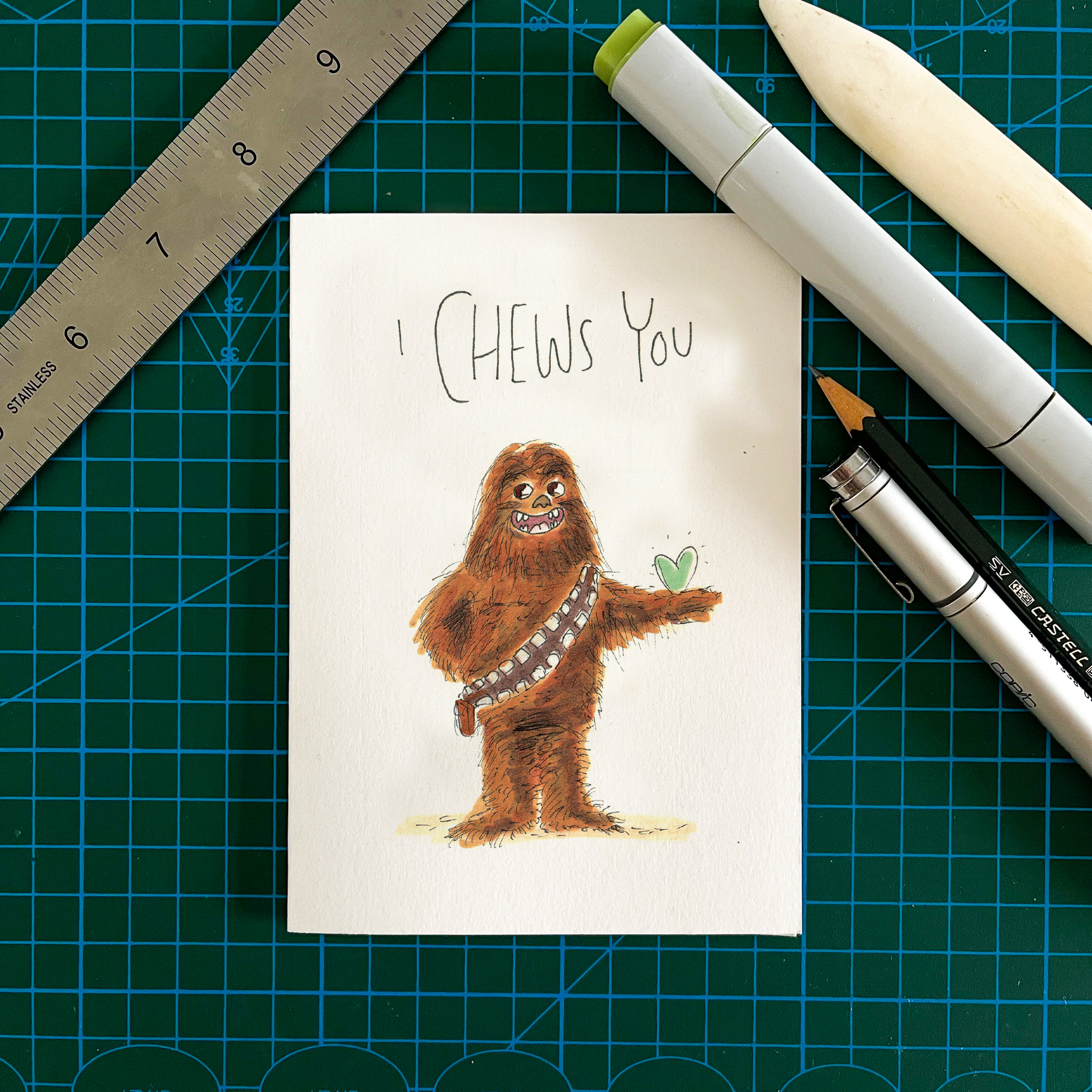 Well Drawn - Wholesale Love Card - I Chews You2