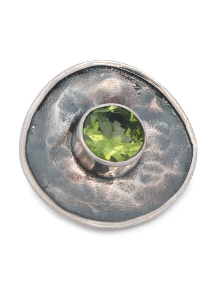 Oxidized Sterling Silver Peridot Circle Pendant for wholesale by Culture Spot