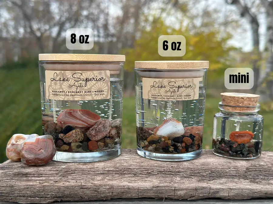 Devonian Coast - Wholesale Novelty Candle - Lake Superior Agate Gel Candle – Large 8oz Wax8