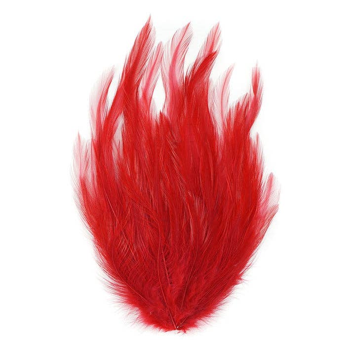 Almohadillas Feather Hackle teñidas en rojo para venta al por mayor de Zucker Feather Products