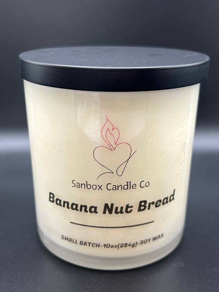 Banana Nut Bread 10 ounce Soy Candle for wholesale by Sanbox Candle Co