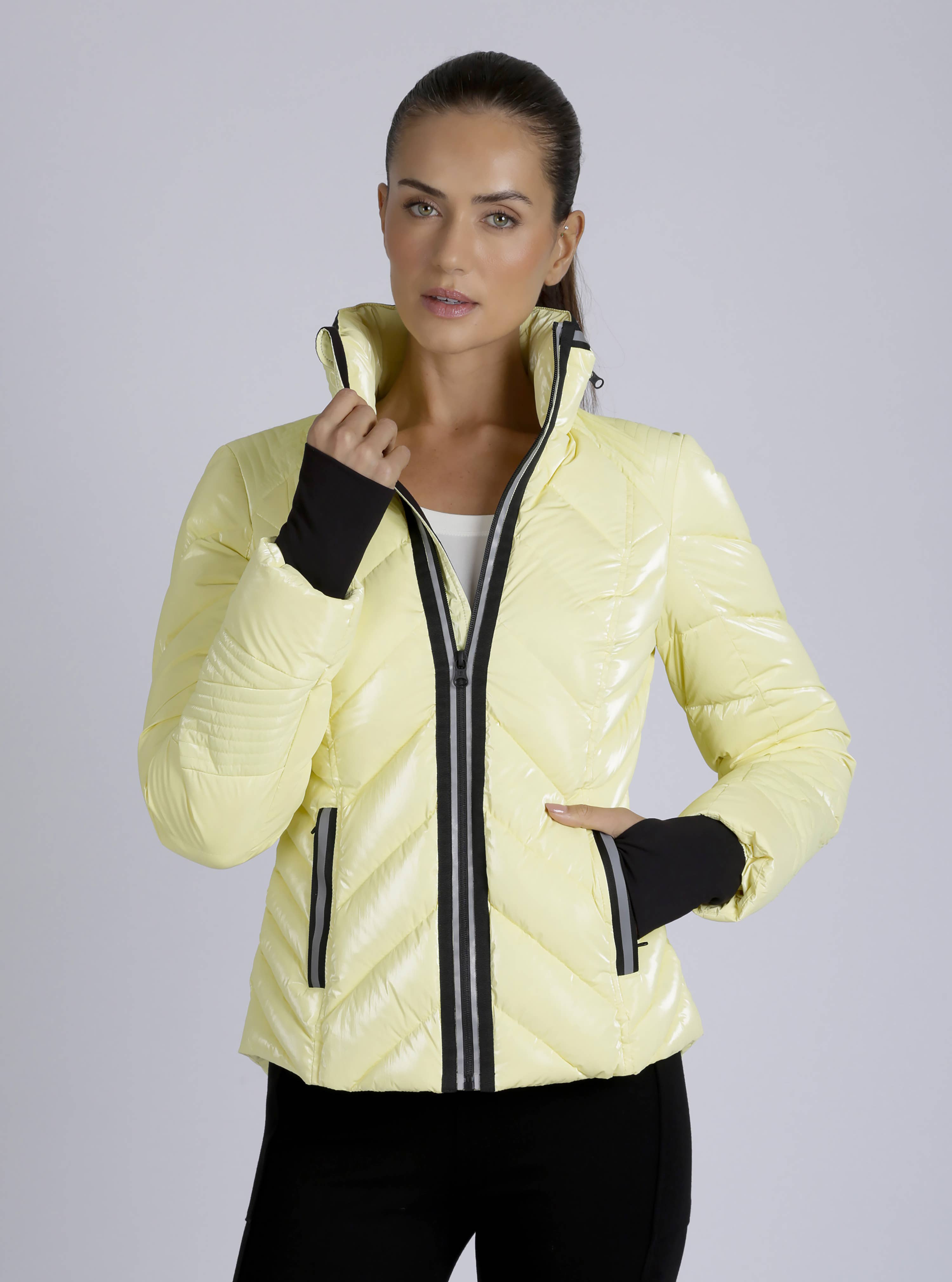 Blanc Noir - Vente Doudoune – femme - Doudoune Super Hero avec bordure réfléchissante - LL4