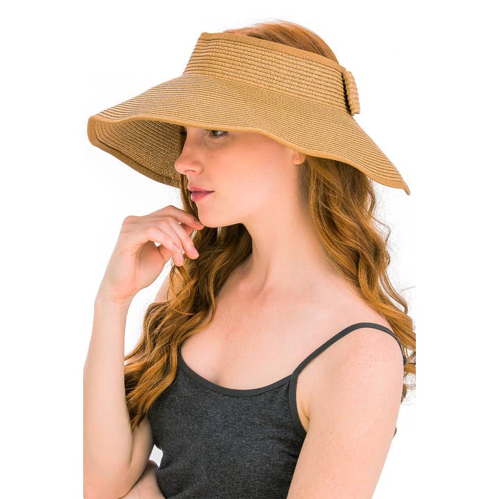 Cap Zone - Wholesale Straw Hat - Women's - Pack and Go Paper Straw Wide Roll-Up Sun Hat