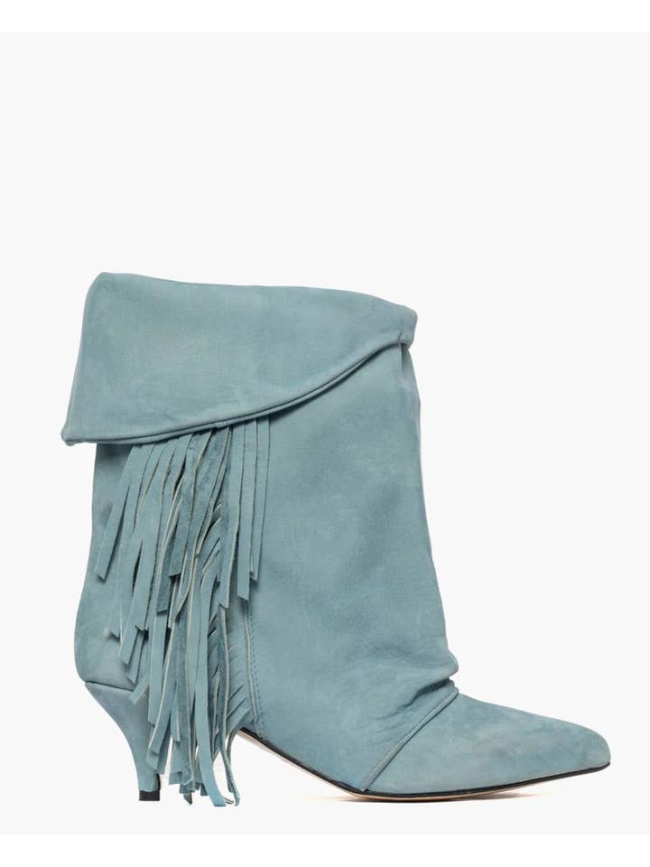 Alessandro Collection Italy - Wholesale Booties - Women's - ALEX ANGEL 13 Purple nubuck ankle boots with fringes2