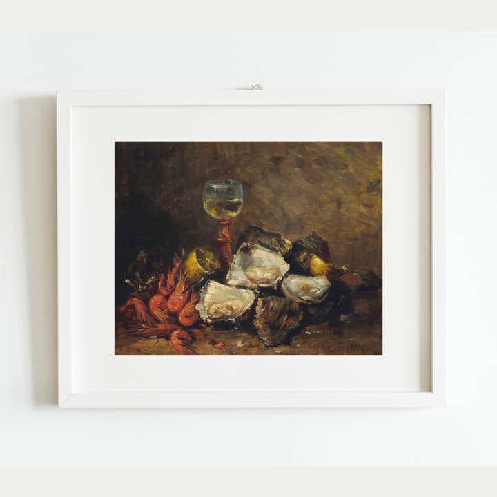 Sea to Skye - Wholesale Art Print - Still Life of Shrimp and Oysters Antique Art Print 2
