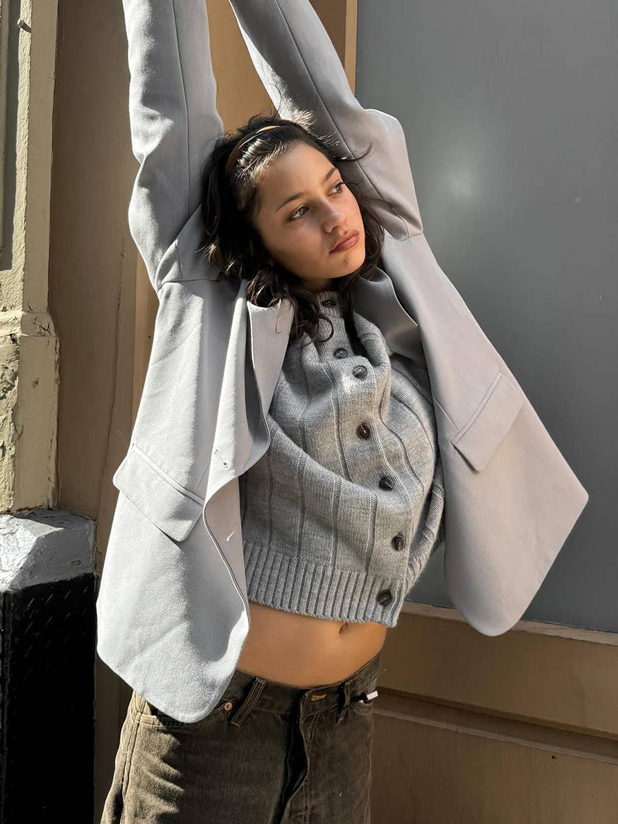 Hope & Sunshine – Engroshandel Cardigan - Dame – Ribbet cardigan med rund hals11