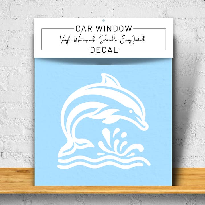 Dolphin Vinyl Window Decal 6" (White, Retail Packaging) for wholesale by Megabella Creations
