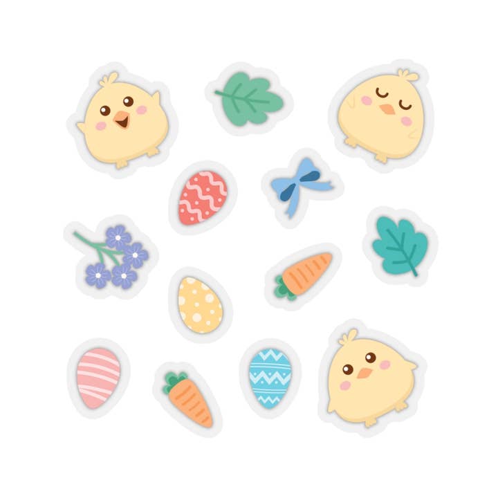 Egg-tastic Transparent Sticker Sheet for wholesale by Creative Bunny Prints