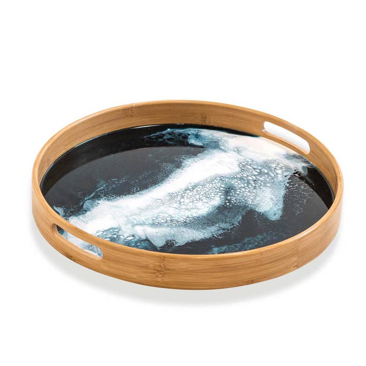 Lynn & Liana Designs - Wholesale Serving Tray - Round Bamboo Resin Serving Trays