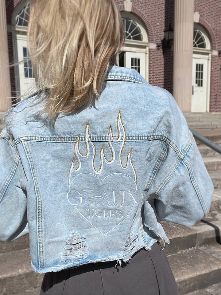 Chaqueta vaquera Perfect Match de la Universidad Estatal de Luisiana para venta al por mayor de Rivalry Runway