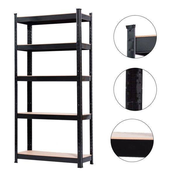as picture 5 Tier Heavy Duty Metal Shelving Rack Unit Garage Storage Shelf Black UK for wholesale on Faire8