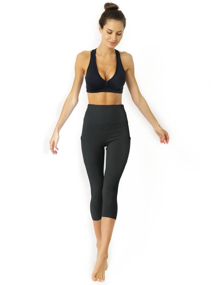 Yoga Capri Leggings mit hoher Taille - Schiefergrau für den Großhandel von Savoy Active