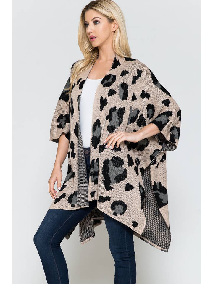 Justin & Taylor - Wholesale Kimono - Women's - Clarabelle || Leopard Print Kimono Cardigan Sweater10