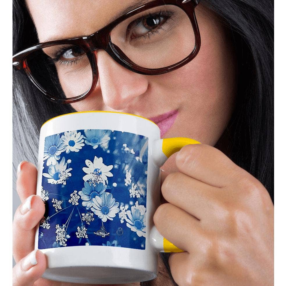 3dRose - Vente Tasse à café - 3dRose, Motif de Fleurs Bleues et Blanches, Tasse1