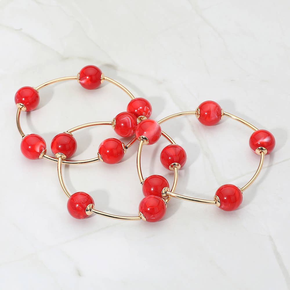 Sensibling Corp. - Wholesale Jewelry Set - 3PCS - Round Ball Wire Beaded Stretch Multi Layered Bracelets10