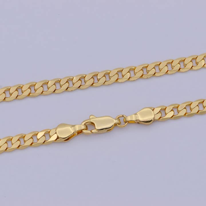 Aim Eternal - Wholesale Link & Chain Necklace - 24k Gold Filled Cuban Link Chain Mens Gold Cuban Curb Chain Mens Jewelry 4mm Cuban Chain for Men Gold Jewelry Chain Boyfriend Gift | WA-472 Clearance Pricing