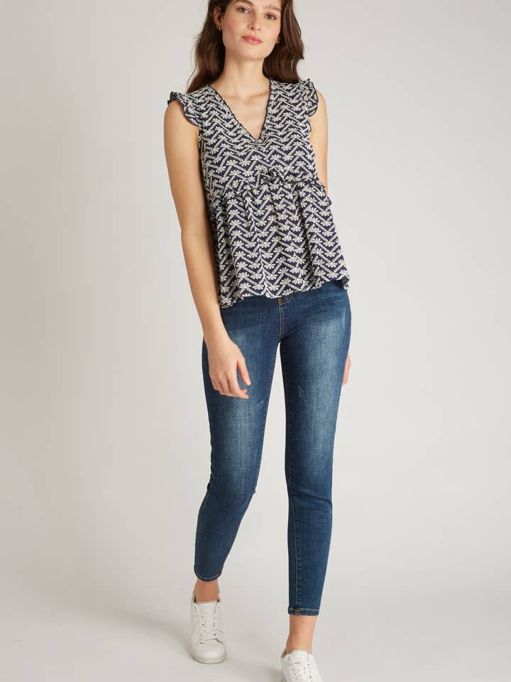 LIV - Sleeveless embroidered top for wholesale by Andy & Lucy