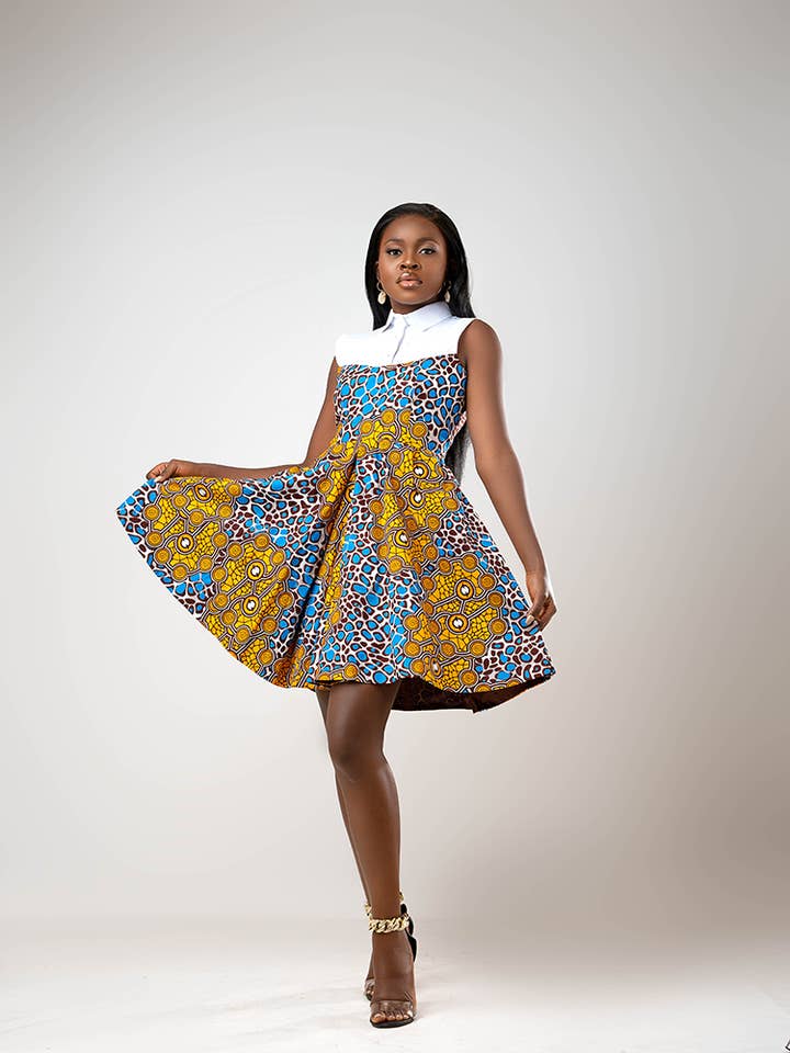 Vestido Kutaba com estampa africana de dois tons por atacado de ETNICA