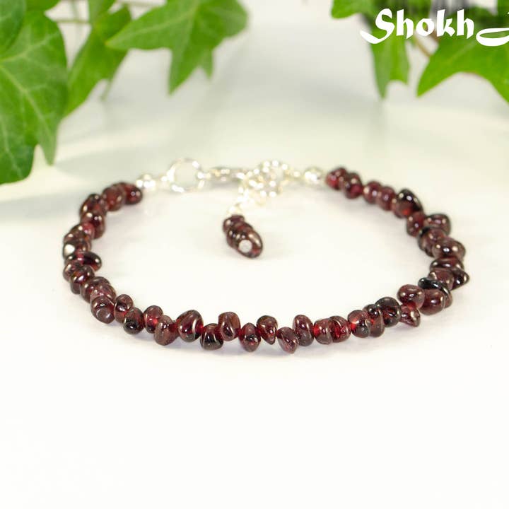 Raw Garnet Crystal Chip Bracelet for wholesale by Shokh Jewelry