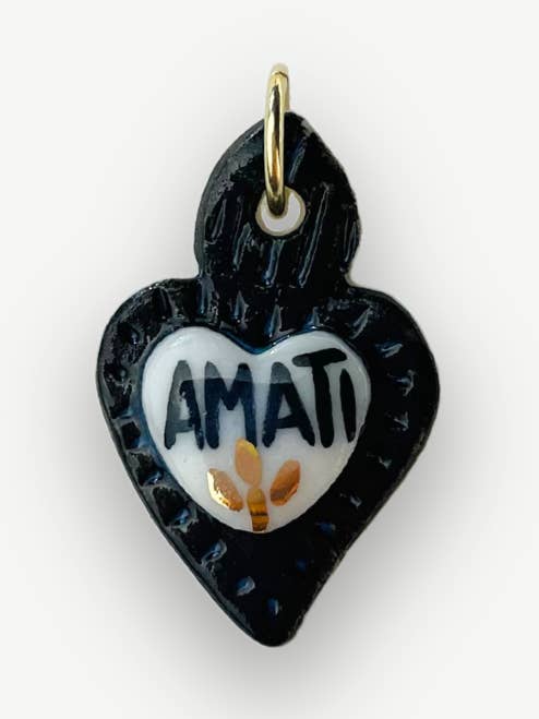 Charms - Black Heart Porcelain Pendant Amati for wholesale by Tiké Jewels