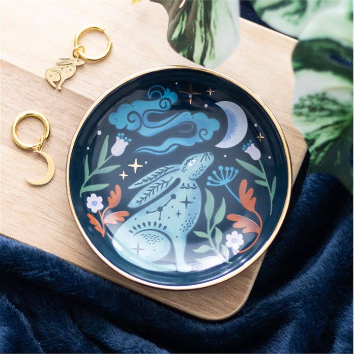 Something Different Wholesale - Wholesale Jewelry Dish - Mystical Midnight Hare Trinket Dish
