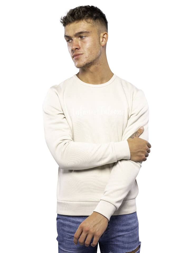 Diego Double Face Long Sleeve Crew Neck T Shirt Stone for wholesale by Antonio Falcone