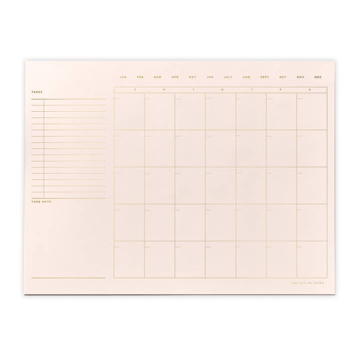 Open Dated Desk Calendar in Blush for wholesale by Smitten on Paper