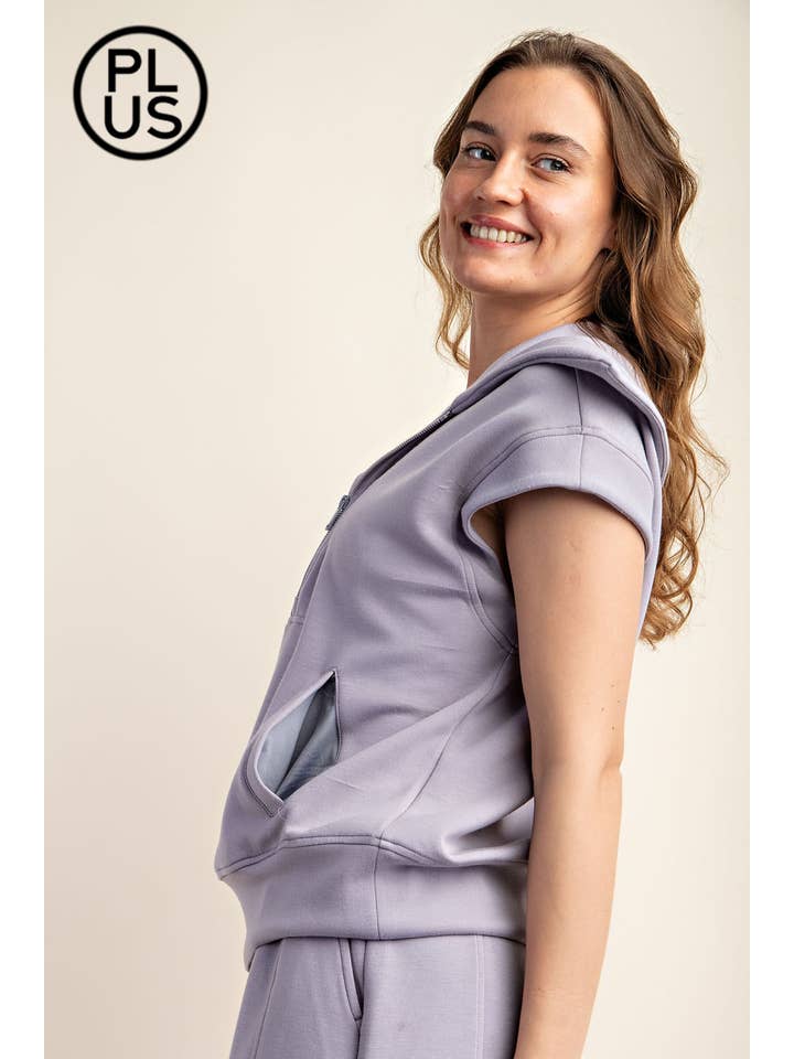 Rae Mode - Wholesale Athletic Top - Women's - PLUS SIZE MODAL SCUBA SHORT SLEEVE QUARTER ZIP TOP24