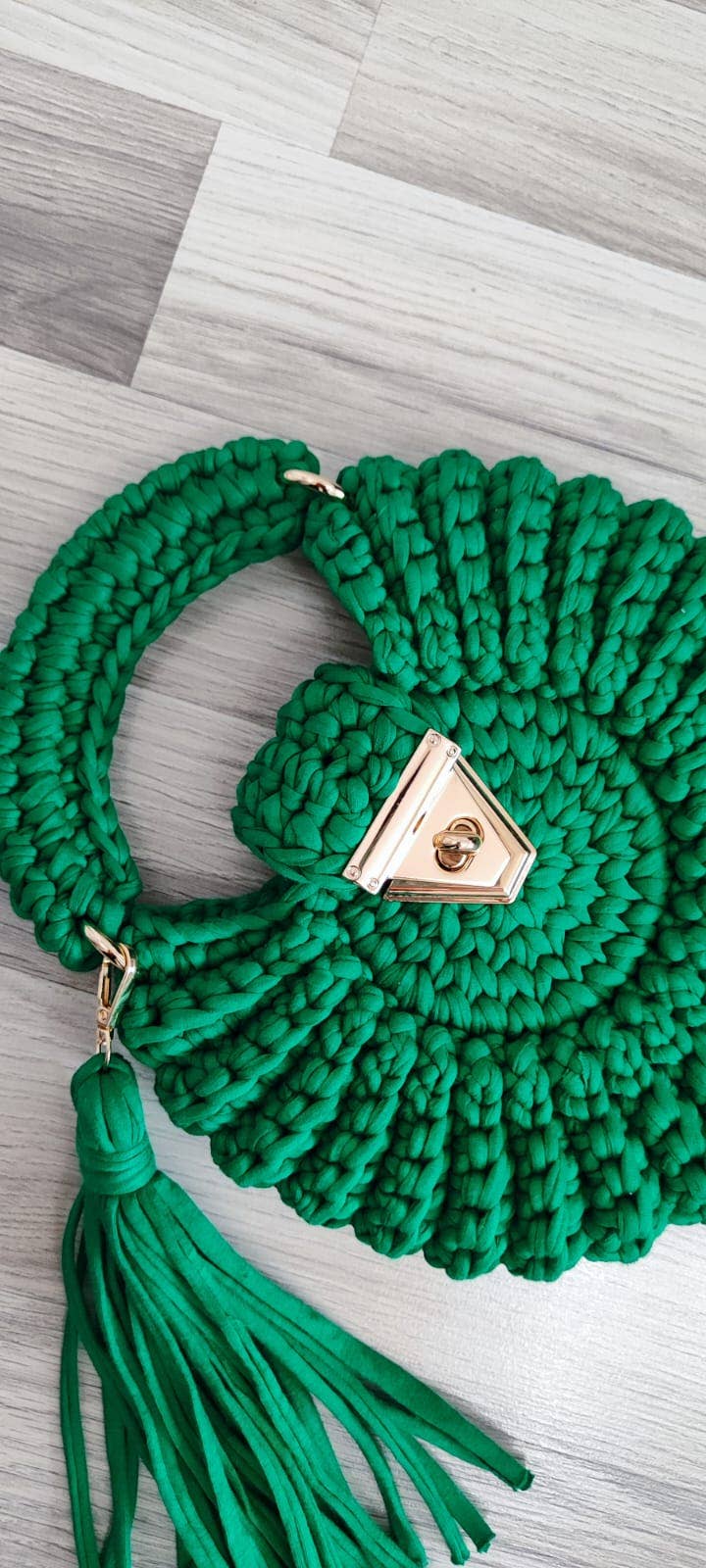 CHQEL - Wholesale Crossbody Bag - Women's - CHQEL Green Round Mussel  Crochet Handmade Model for Womens 4