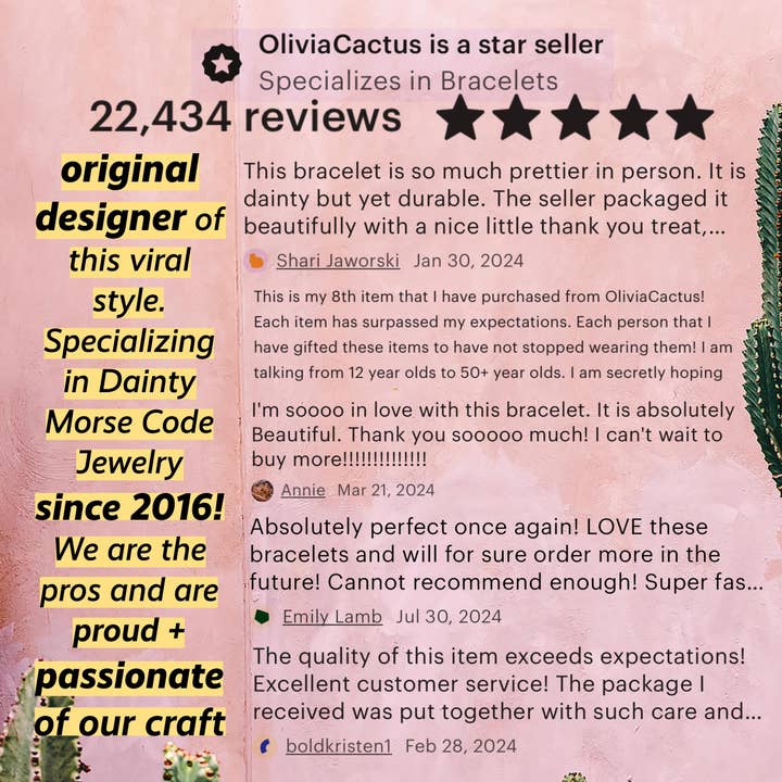 Morse and Dainty Hand Made Morse Code Dainty Jewelry - Wholesale Beaded Bracelet - Godmother or CUSTOM Word Morse Code Bracelet - Gia6