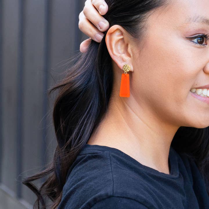 Spiffy & Splendid - Wholesale Dangle Earrings - Mia Mini Earrings - Orange Glitter // Jewelry, Game Day10
