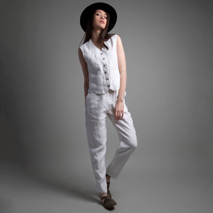 Knotium - Wholesale Pants - Women's - RELAX Tapered Ankle Linen Pants6