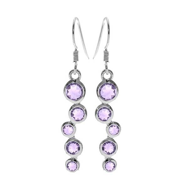 Boucles d'oreilles en améthyste décalées de Lola pour la vente par Kali Ma Designs - Sterling Silver Jewellery