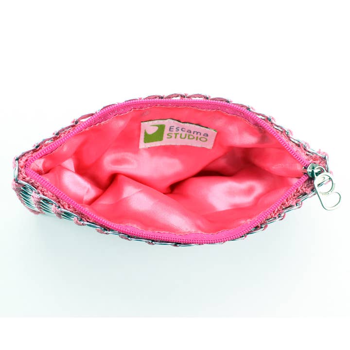 Escama Studio - Wholesale Clutch Bag - Women's - Soda Tab Purse, 'CHICA ROSA' Zip Top Clutch PINK