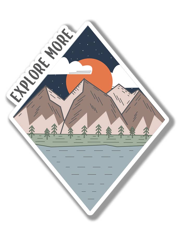 Explore More Mountain Sticker| Mountain Van Life| RV Life St for wholesale by Banana Travels Press