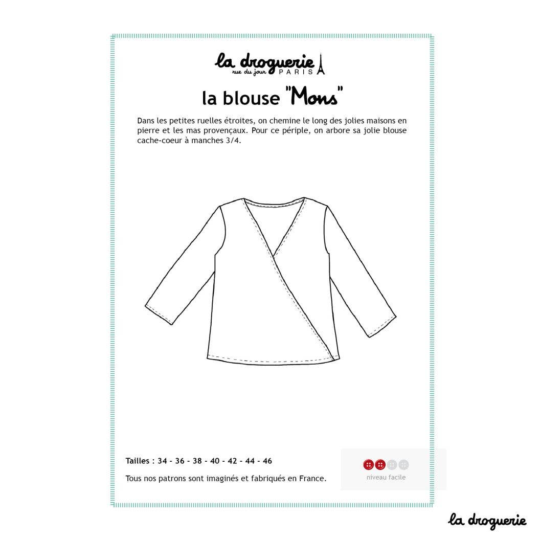 LA DROGUERIE - Wholesale Craft Sewing Kit - Sewing pattern for the wrap blouse "Mons"0