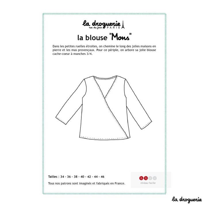 LA DROGUERIE - Wholesale Craft Sewing Kit - Sewing pattern for the wrap blouse "Mons"