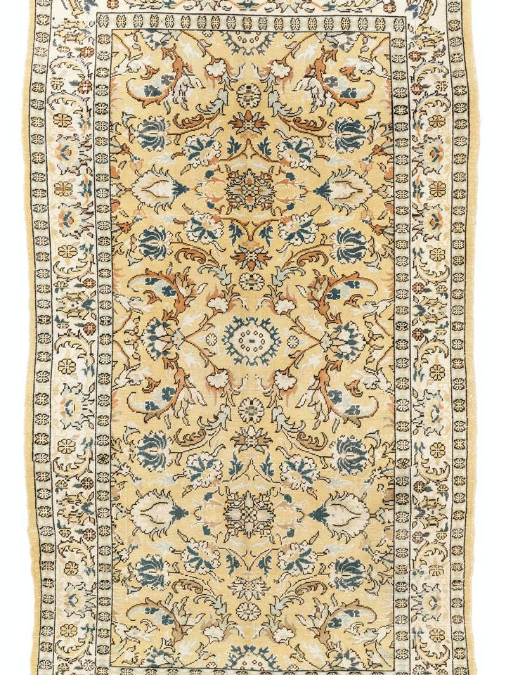 Alfombra turca hecha a mano con diseño floral vintage de 5 x 8.7 pies para venta al por mayor de Rug Specialist LLC.