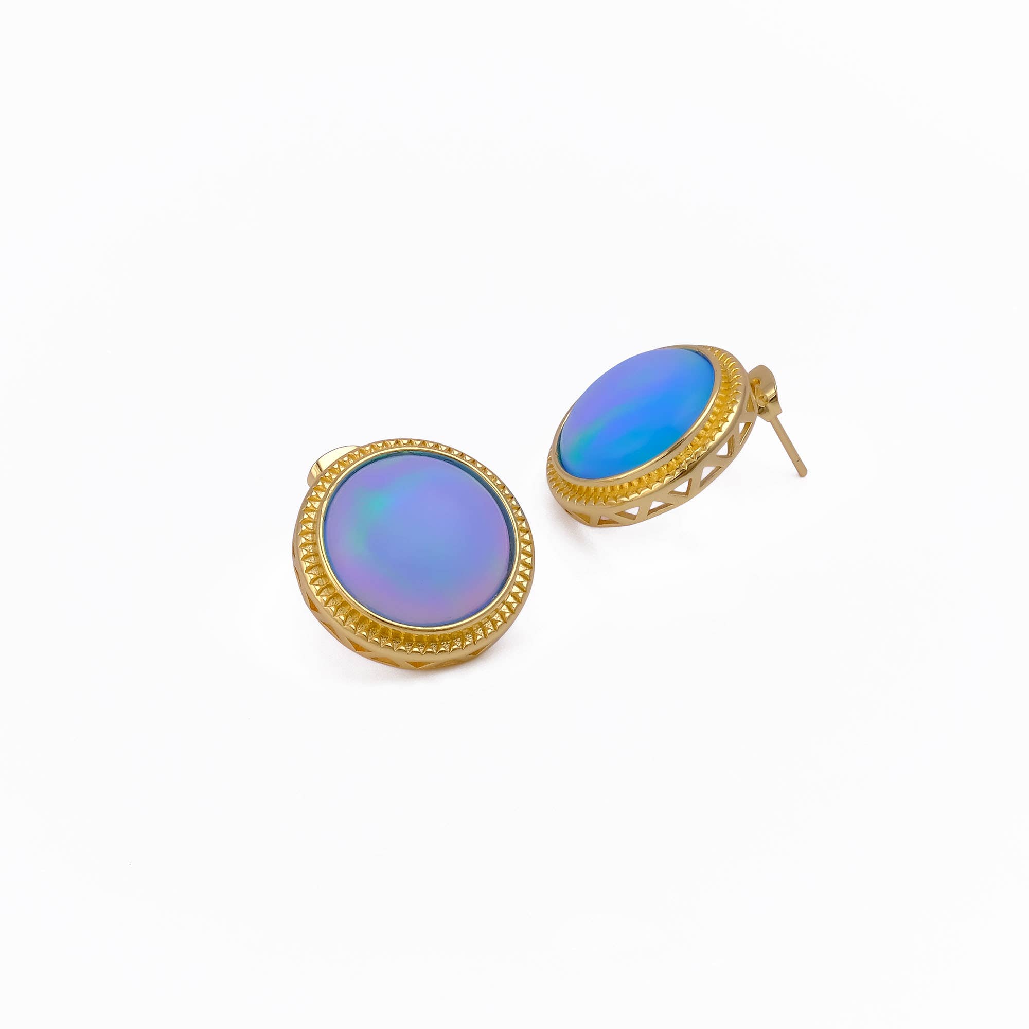 El Joyero – wholesale Stud/post earrings – Round Cabochon Fire Opal Handmade October Birthstone Stud1