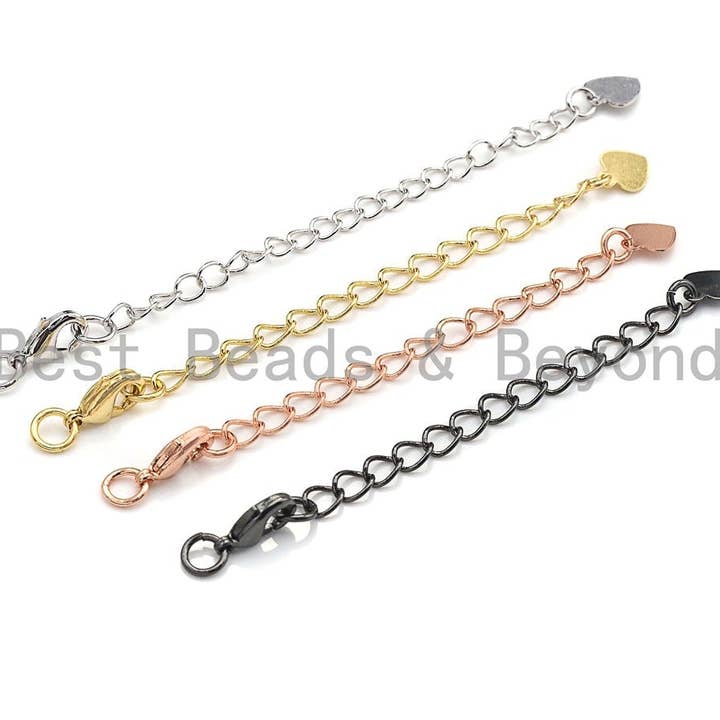 BestBeads&Beyond - Wholesale Clasp - 5pc Plain Lobster Clasps with extention Chain, sku#A98