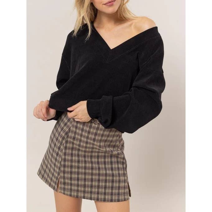 Rib Knit V Neck Top for wholesale by Apolline