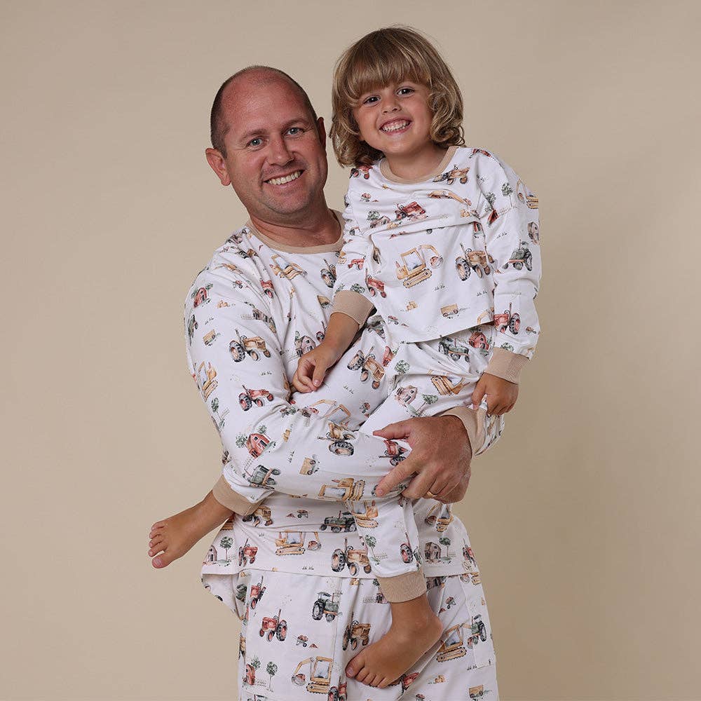 Snuggle Hunny – wholesale Sleepwear set – Kids – Diggers & Tractors Organic Kids Long Sleeve PJ Set2