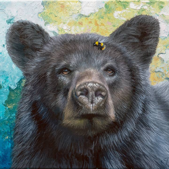 Bumblebee Bear - Black Bear - Wildlife Art Canvas Print for wholesale by James Corwin Fine Art
