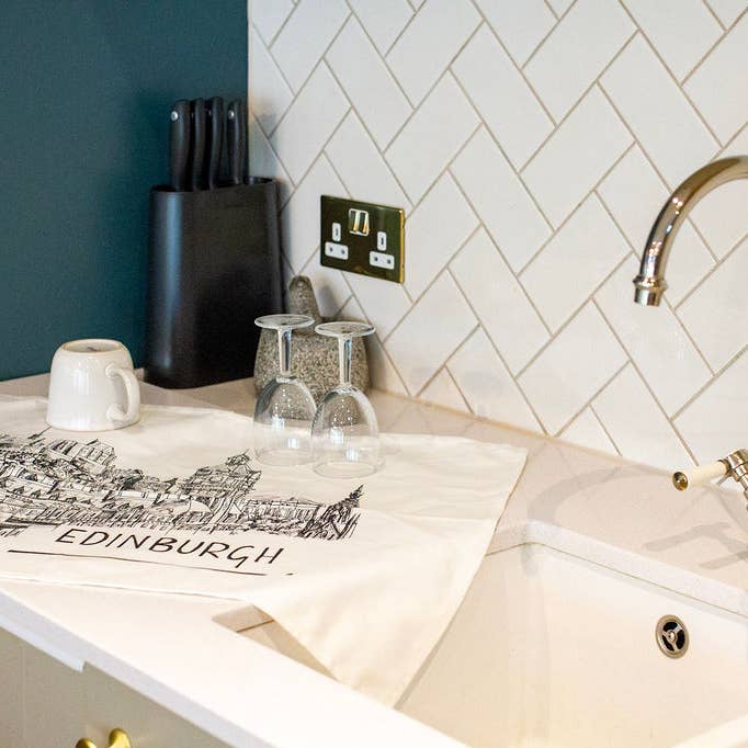 Edinburgh Skyline Tea Towel for wholesale by Christopher Walster