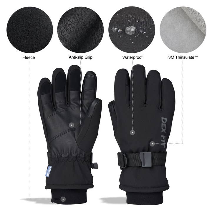 Muveen - Wholesale Gloves - Unisex - Dex Fit WG201 Winter Gloves - Black