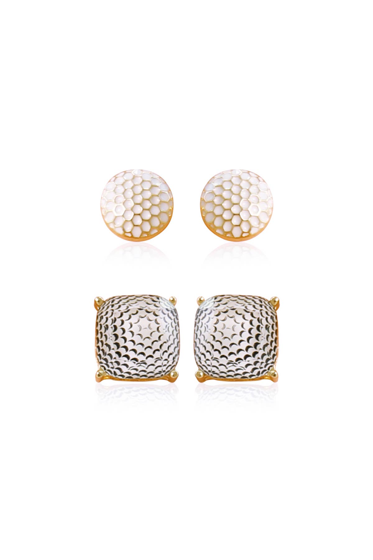Loven x Mini Momo - Wholesale Jewelry Set - Sports Earrings Game Day Cushion Square Studs Set - Golf1
