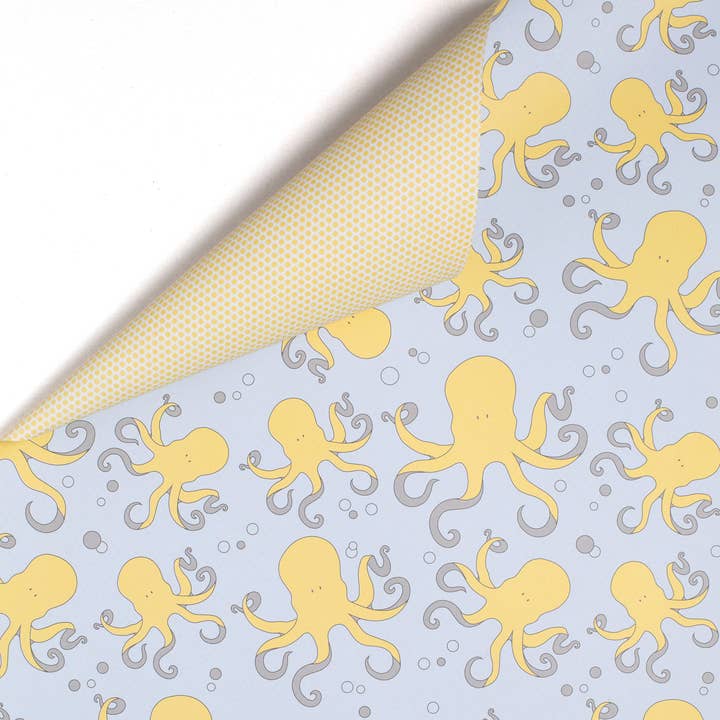 My Pretty Circus - Wholesale Flat Wrap - Yellow octopus wrapping paper, double-sided recycled paper8