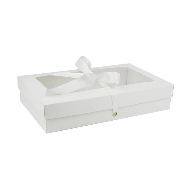 27 x 16 x 6 cm Conjunto de 12 Caixas Kraft Brancas Com Fita de Cetim Marfim por atacado de Emartbuy