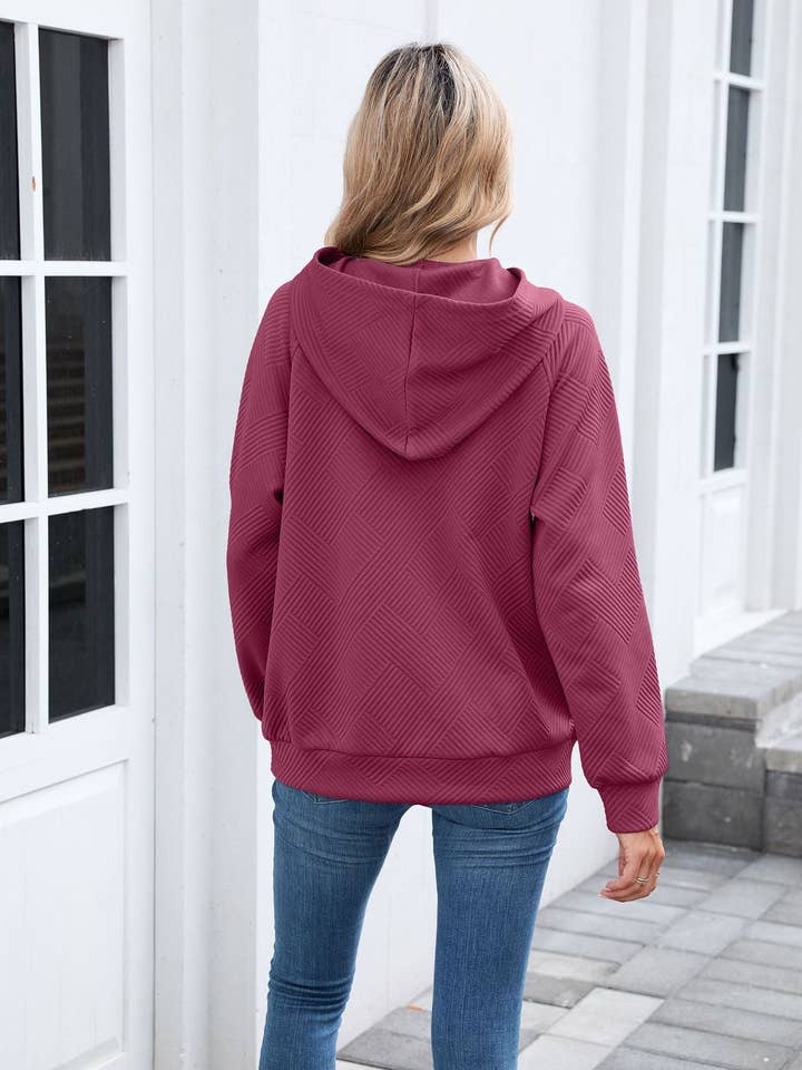 Lovesoft - Wholesale Hoodie - Women's - Textured Chevron Hoodie | Cozy Pullover Kangaroo Pocket18